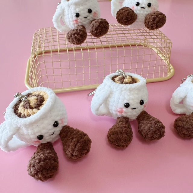 ☕ Cozy Coffee Mug Crochet Keychain