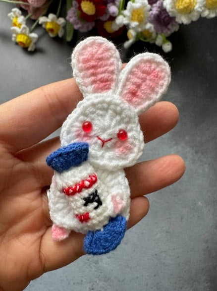 Bunny with White rabbit creamy candy Brooch/Pin