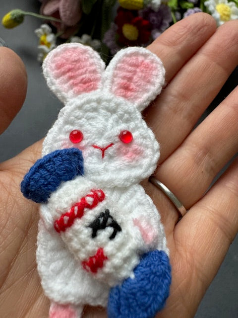 Bunny with White rabbit creamy candy Brooch/Pin