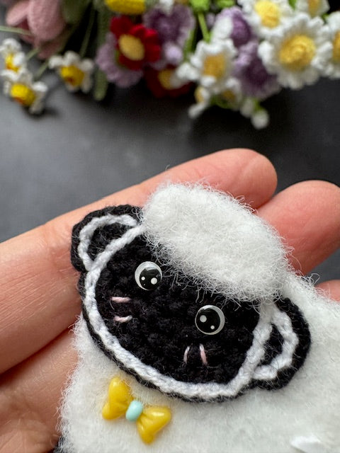 Black Sheep with bow tie Brooch/Pin