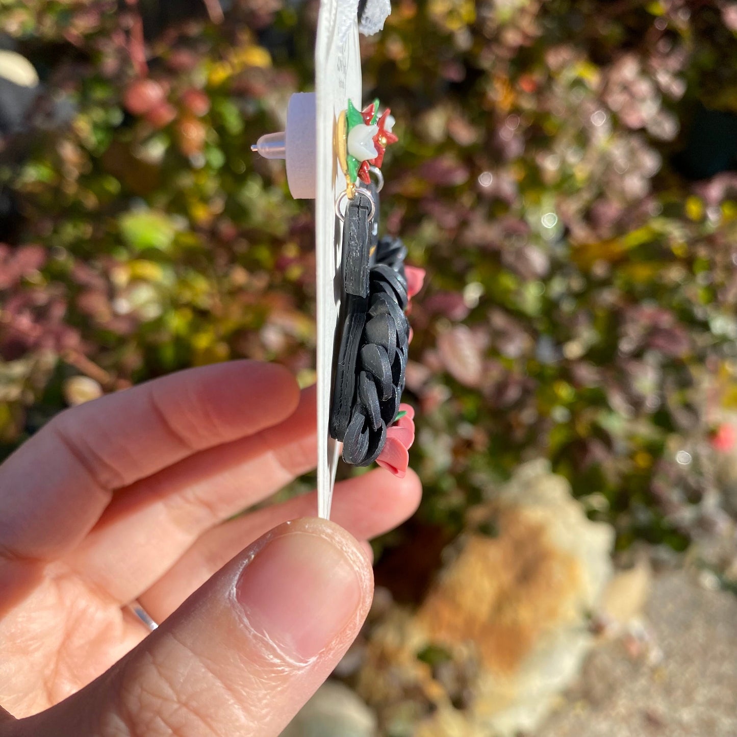 Valentine's day Black Swan Polymer Clay handmade stud earrings/s925 sterling sliver/symmetrical anniversary gift/Wedding swan present/