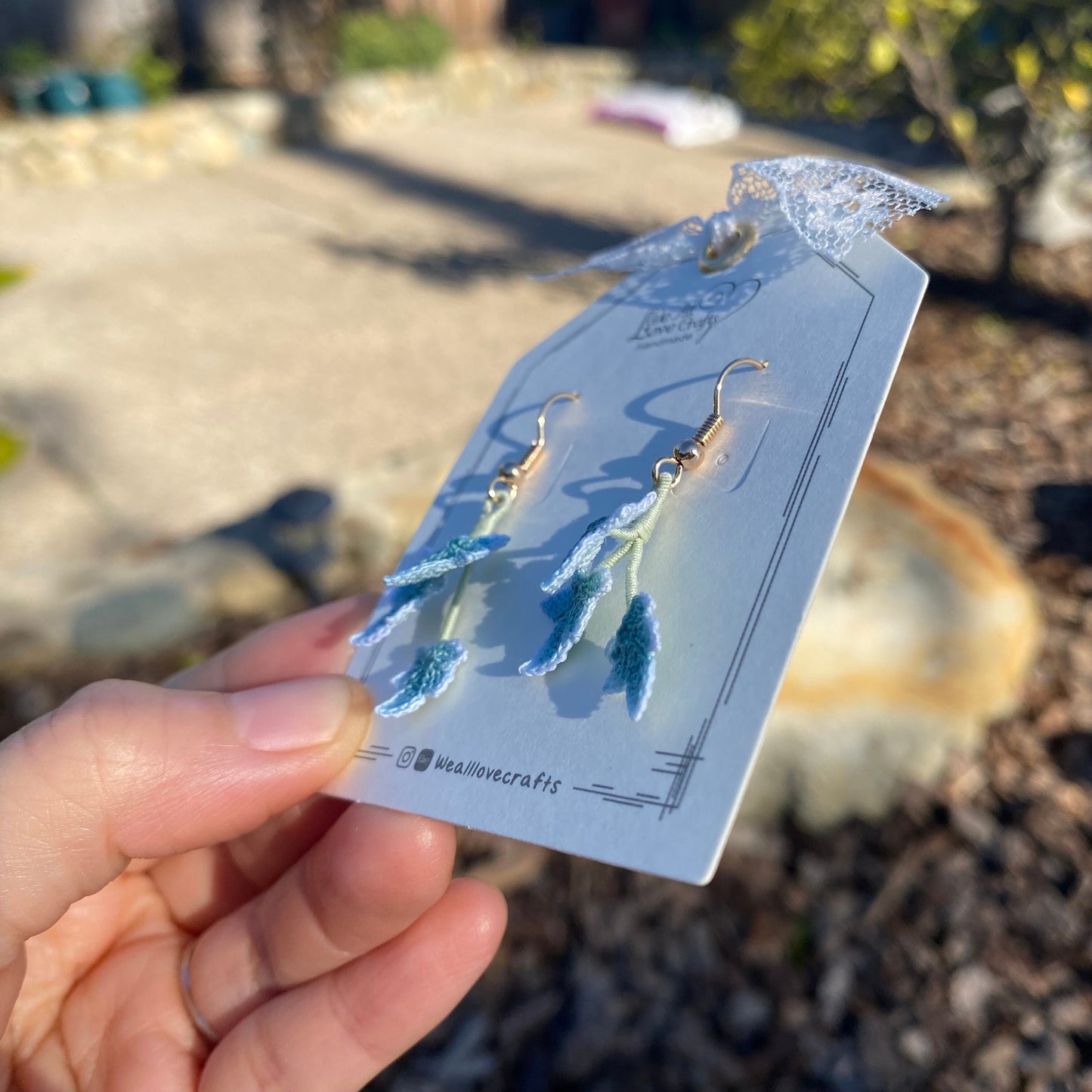 Green ivy spray vine leaf crochet handmade dangle earrings/microcrochet/Knitted jewelry/Forest style/Indoor plant/eco lover gift