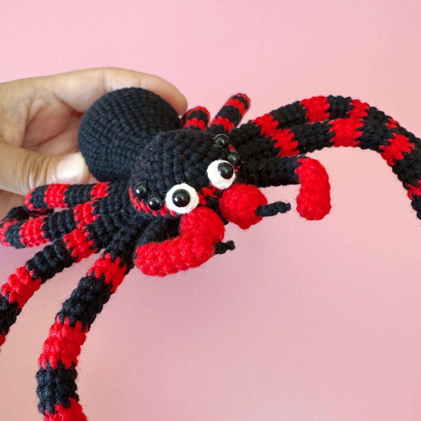 Crocheted Black Spider Plush | Handmade Halloween Spider Toy