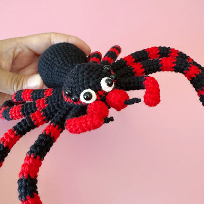 Crocheted Black Spider Plush | Handmade Halloween Spider Toy