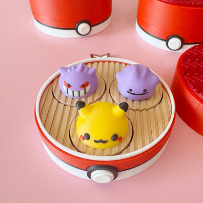 Jumbo Pokémon-Inspired Steamed Bun Clicker – 3 Characters Edition | Kawaii 3D Printed Fidget Toy