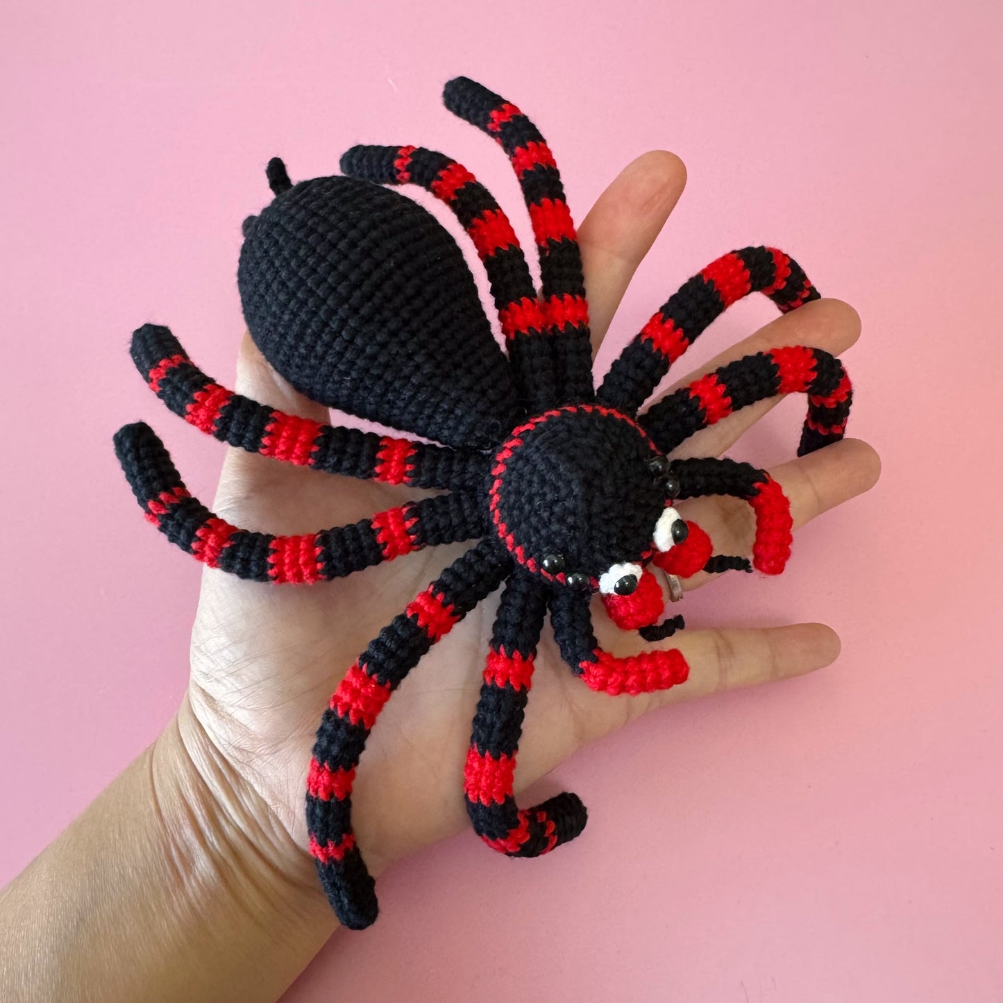 Crocheted Black Spider Plush | Handmade Halloween Spider Toy