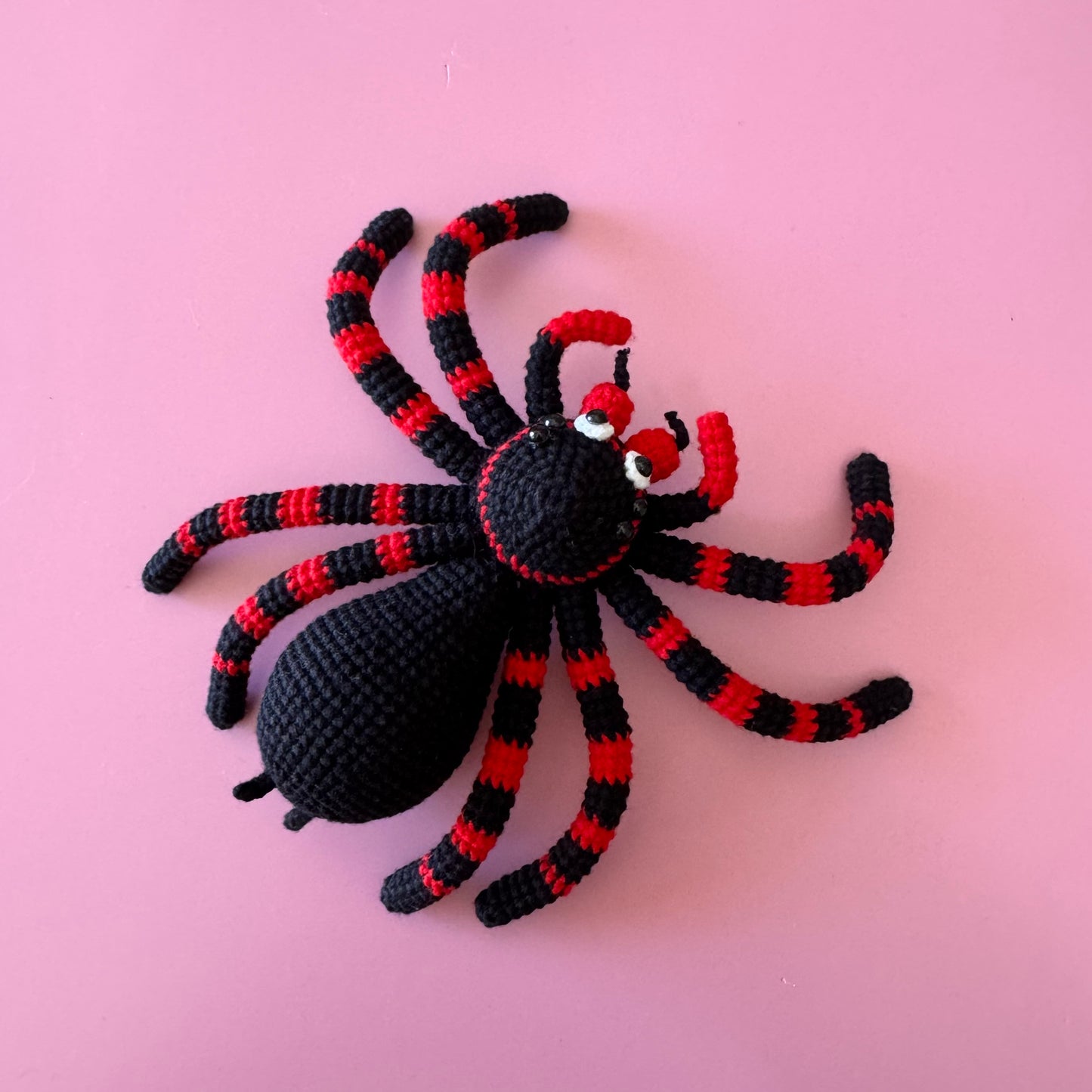 Crocheted Black Spider Plush | Handmade Halloween Spider Toy