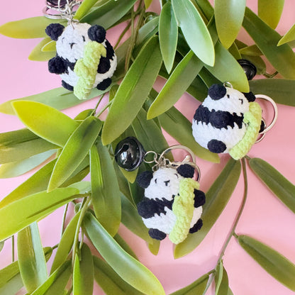 Mini Crochet Panda Keychain with Bell – Bamboo Buddy 🐼🎋
