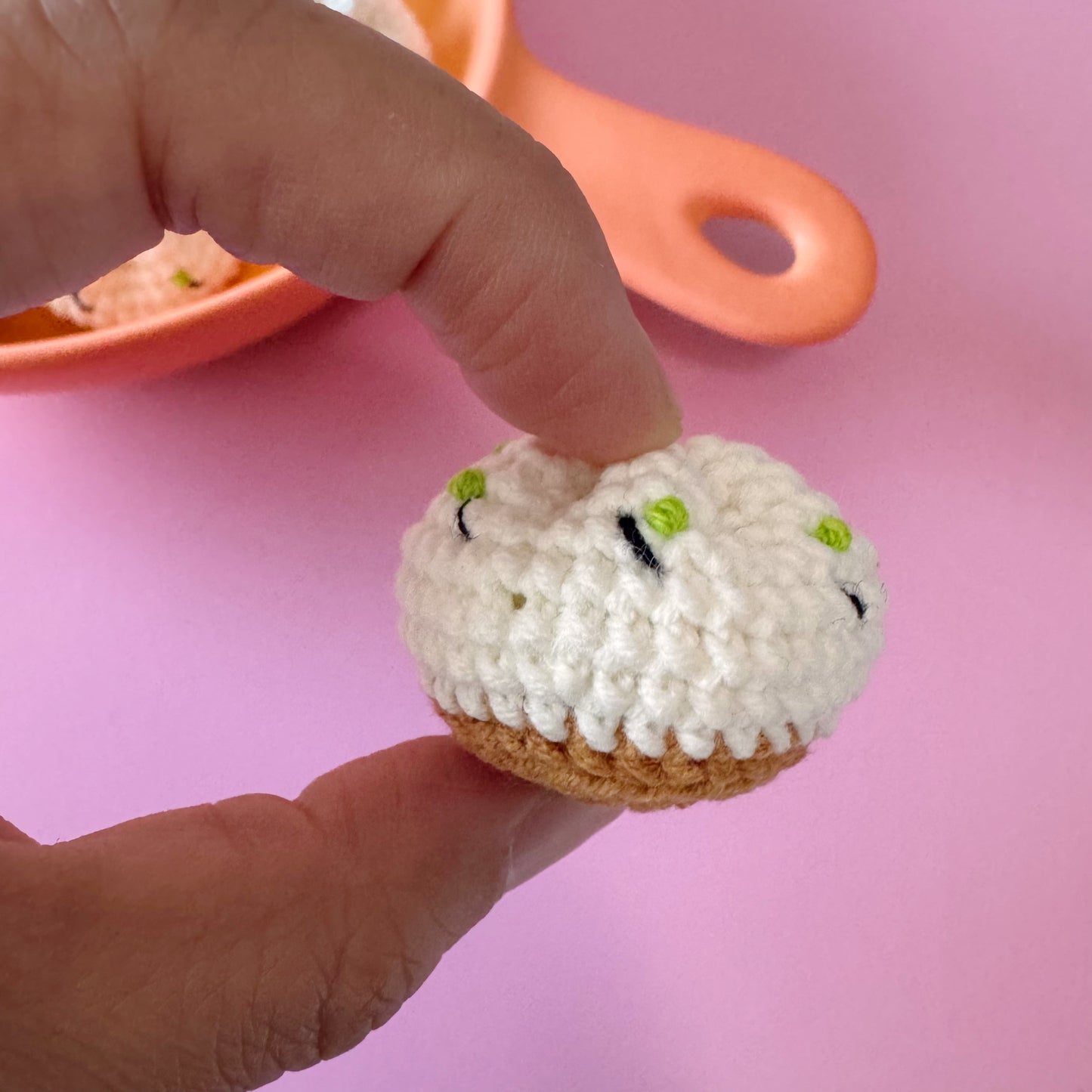 Pan-Fried Bao Keychain | Handmade Crochet Plush Charm