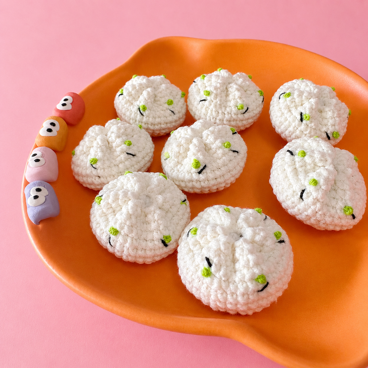 Pan-Fried Bao Keychain | Handmade Crochet Plush Charm