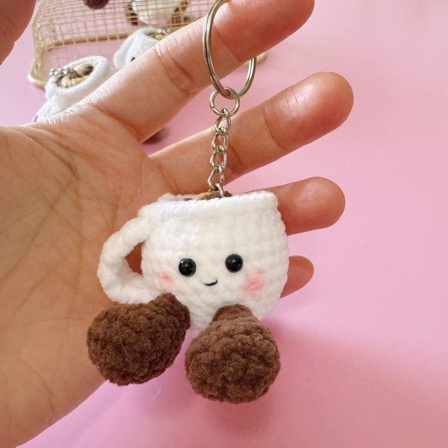 ☕ Cozy Coffee Mug Crochet Keychain