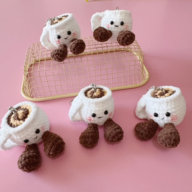 ☕ Cozy Coffee Mug Crochet Keychain