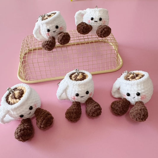 ☕ Cozy Coffee Mug Crochet Keychain