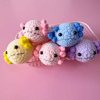 Crocheted Axolotl Keychain – Handmade Cute Amigurumi Plush