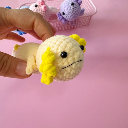 Crocheted Axolotl Keychain – Handmade Cute Amigurumi Plush