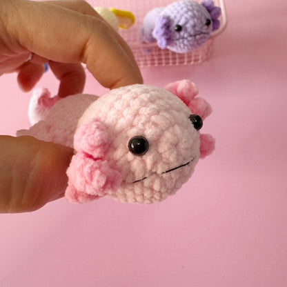 Crocheted Axolotl Keychain – Handmade Cute Amigurumi Plush