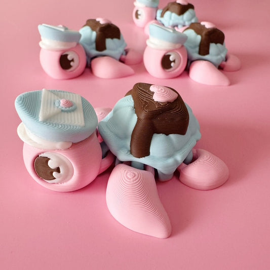 Pastel Love Letter Sea Turtle – 3D Printed Flexi Figure