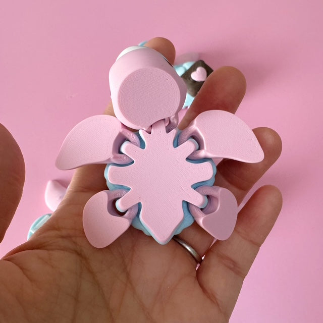 Pastel Love Letter Sea Turtle – 3D Printed Flexi Figure