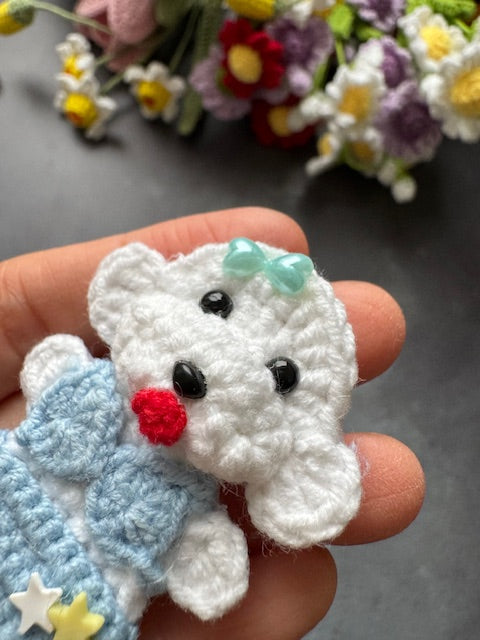 White Poodle Puppy dog in Blue Bikini Brooch/Pin