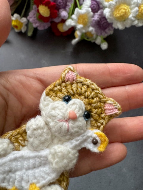 Kitty Cat with white goose Brooch/Pin