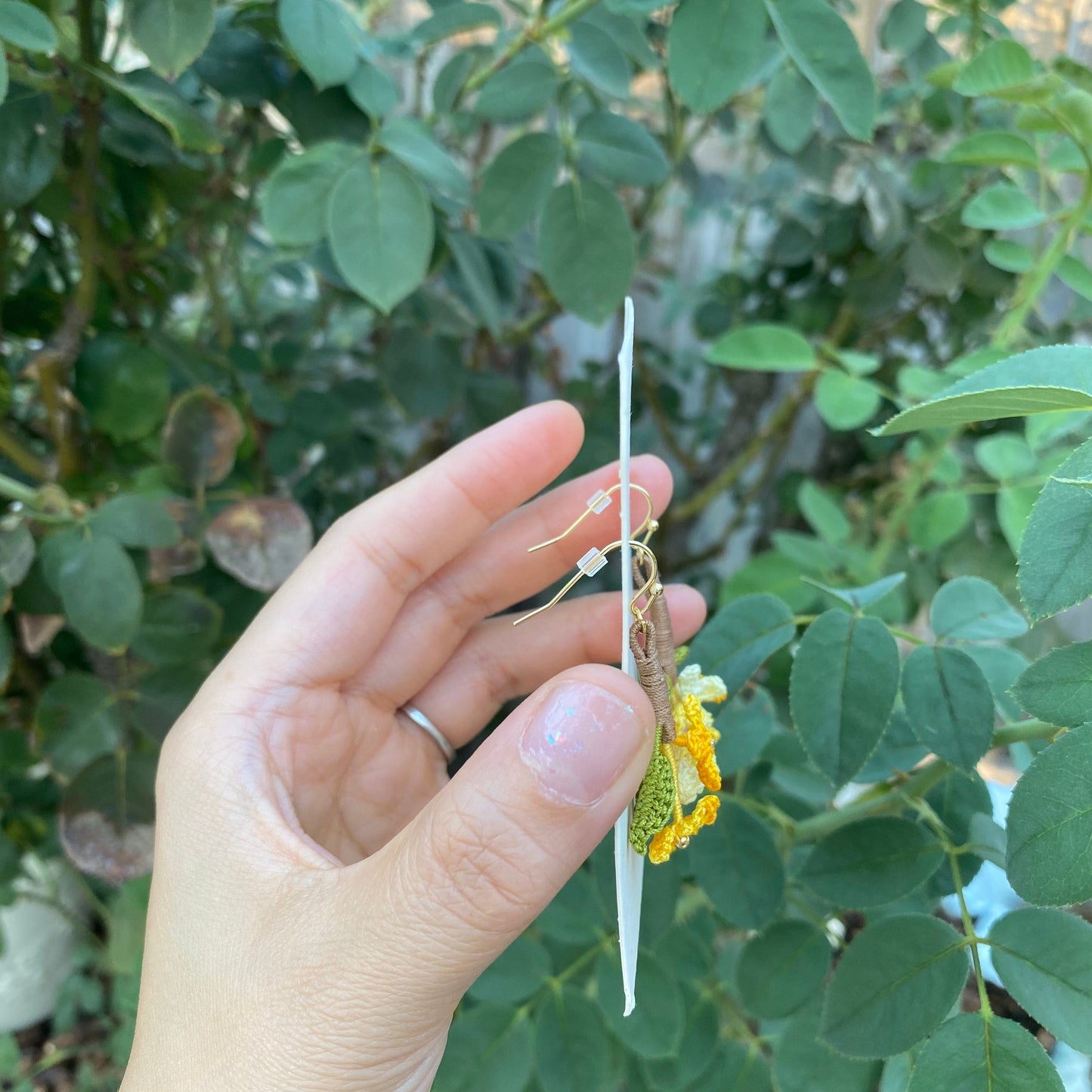 Yellow Osmanthus crochet earrings/Microcrochet/Handmade dangle earrings/Special Jewelry for her/Knitted flower accessories/fragrant olive