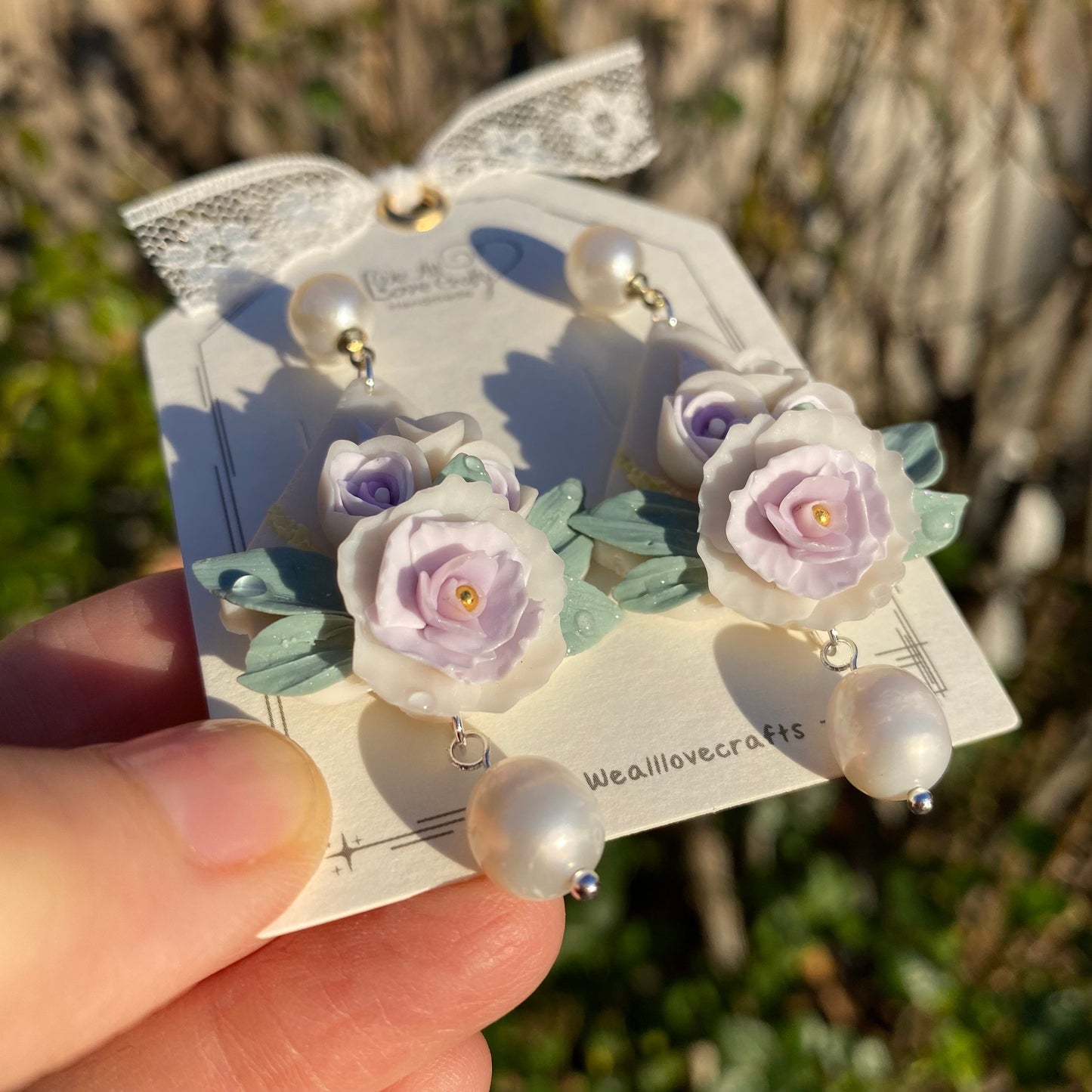 Load image into Gallery viewer, Purple bouquet arrangement Polymer Clay handmade stud earrings/Flower jewelry/Wedding flower earrings/bride and bridesmaid studs
