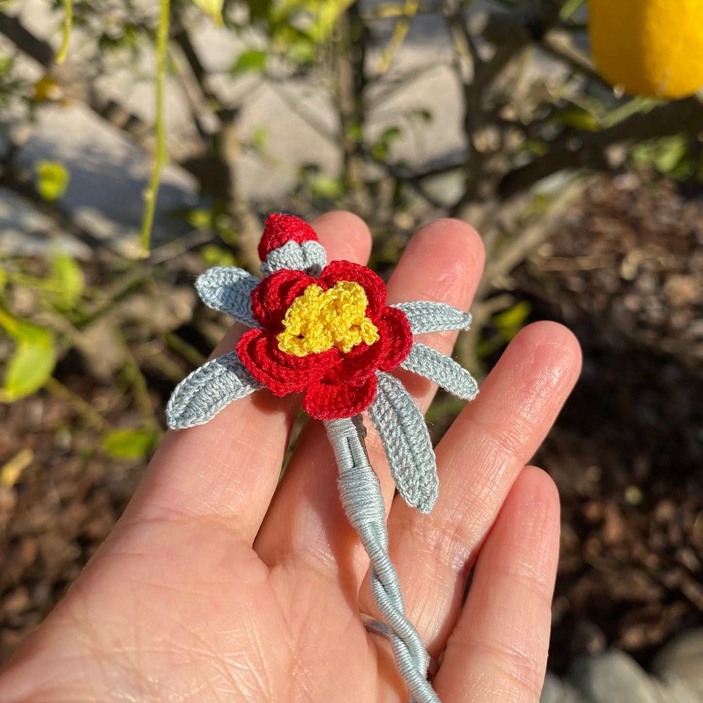 Red Camelia flower Brooch/Microcrochet jewelry/Mother's day gift for her/Handmade knitting work/Eco-friendly/Crochet /Ship from US