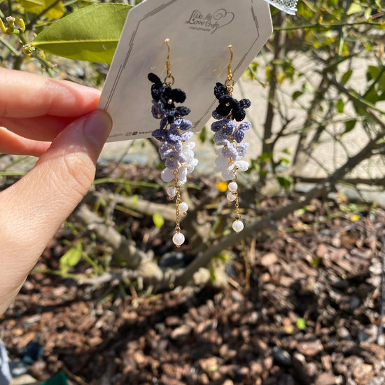 4 shades of Gray ombre flower cluster crochet dangle earrings/Microcrochet/14k gold/gift for her/Knitting handmade jewelry