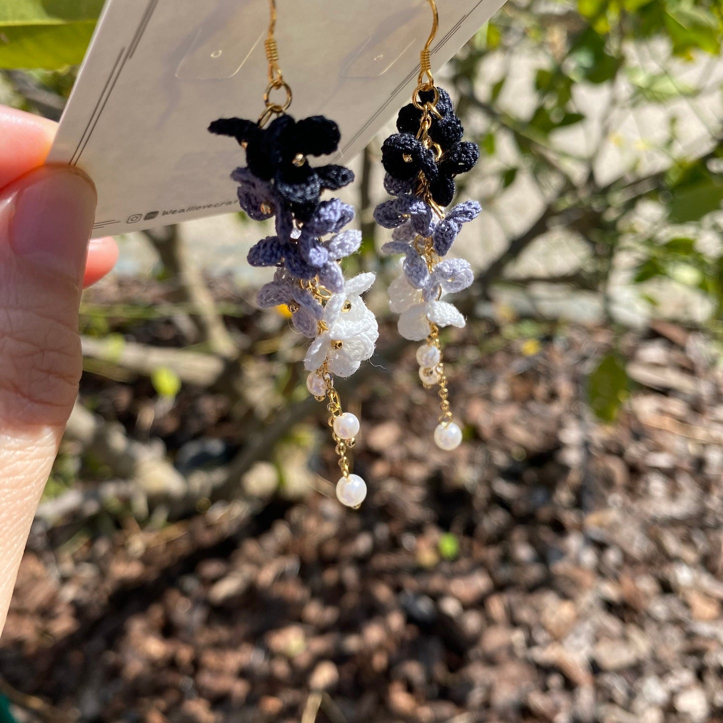 4 shades of Gray ombre flower cluster crochet dangle earrings/Microcrochet/14k gold/gift for her/Knitting handmade jewelry