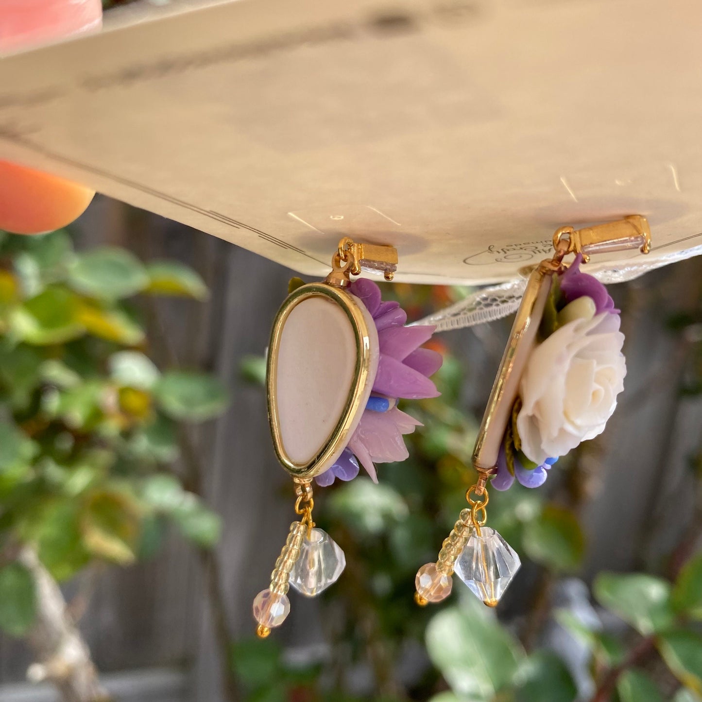 Load image into Gallery viewer, Purple  rose flower bundle bouquet Polymer Clay handmade stud earrings/Flower jewelry/Wedding flower earrings/bride and bridesmaid studs
