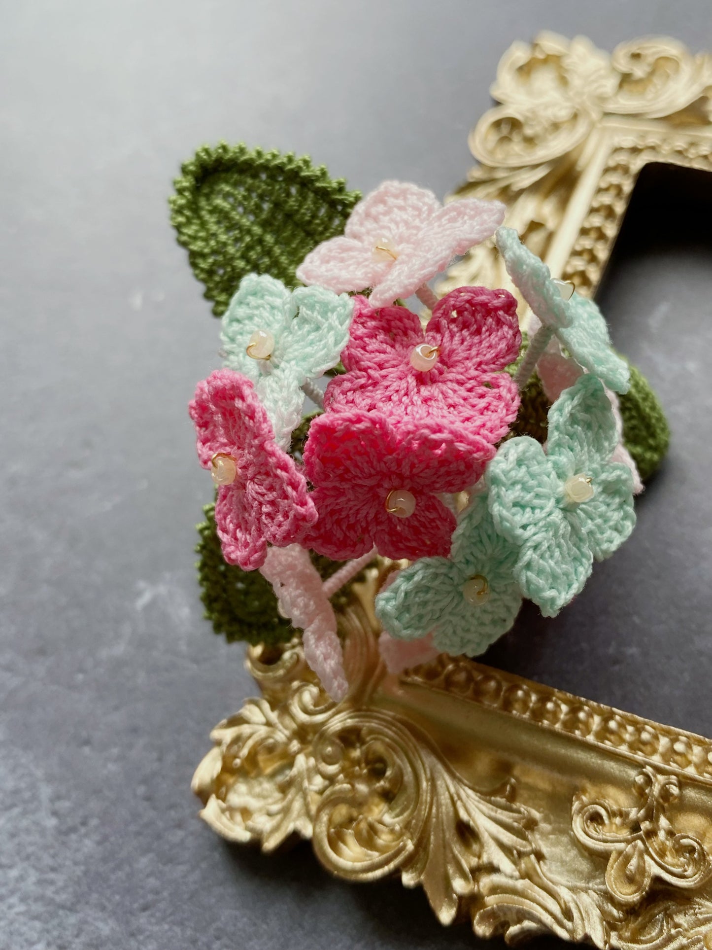 Hydrangea Micro Crochet Brooch