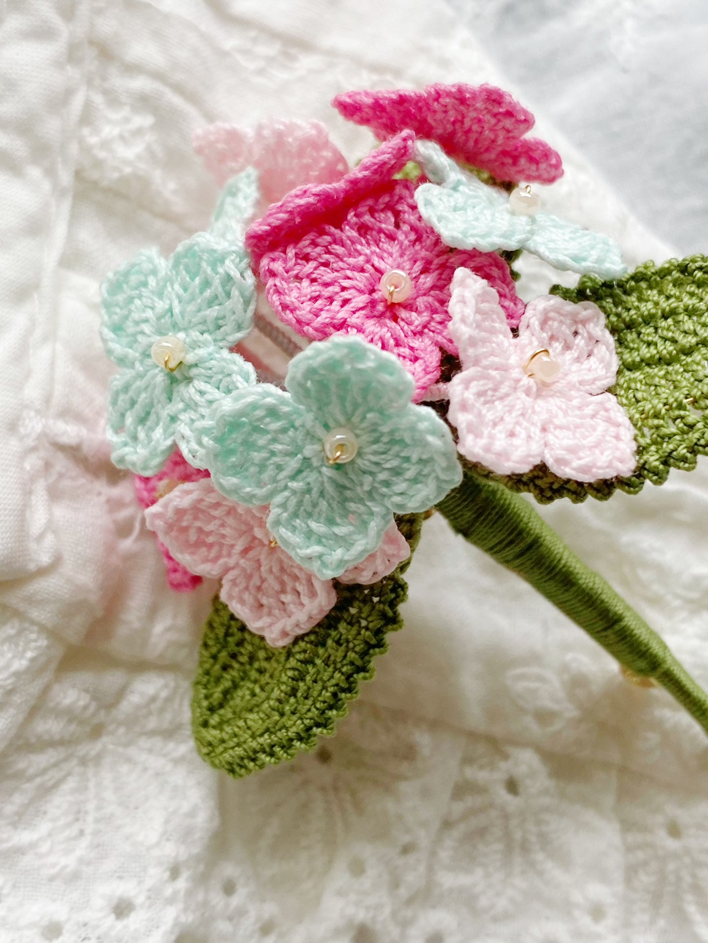 Hydrangea Micro Crochet Brooch