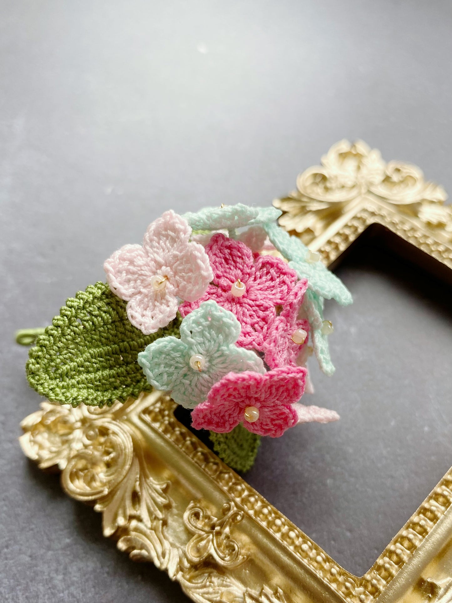 Hydrangea Micro Crochet Brooch